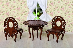 Стол и два стула (коричневый)